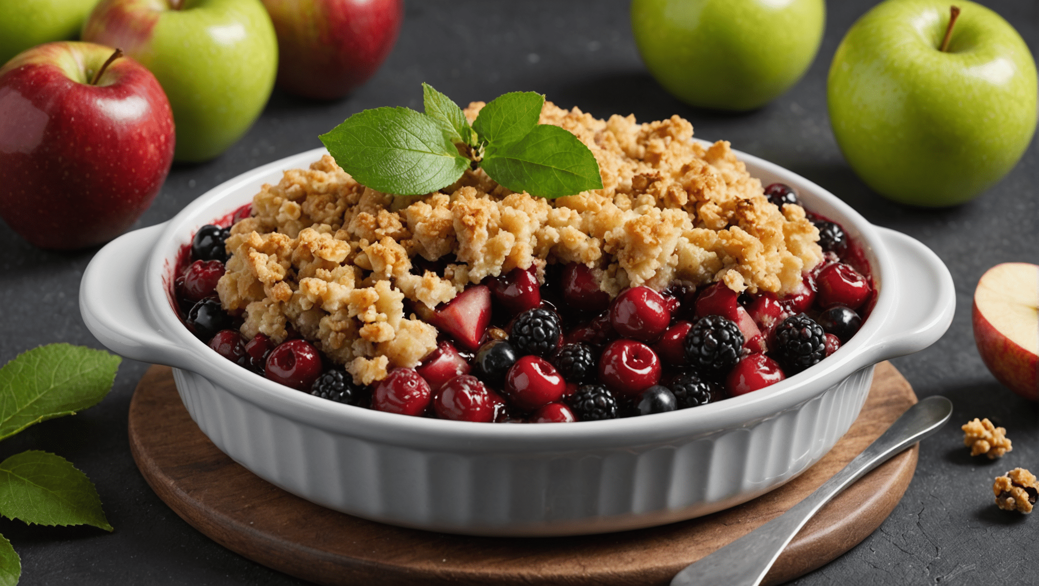 Salal Berry and Apple Crumble