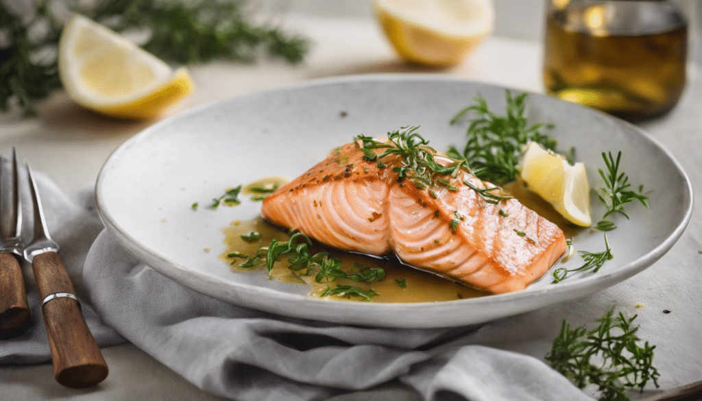 Salmon with Myrtle Cinnamon and Lemon Butter Sauce