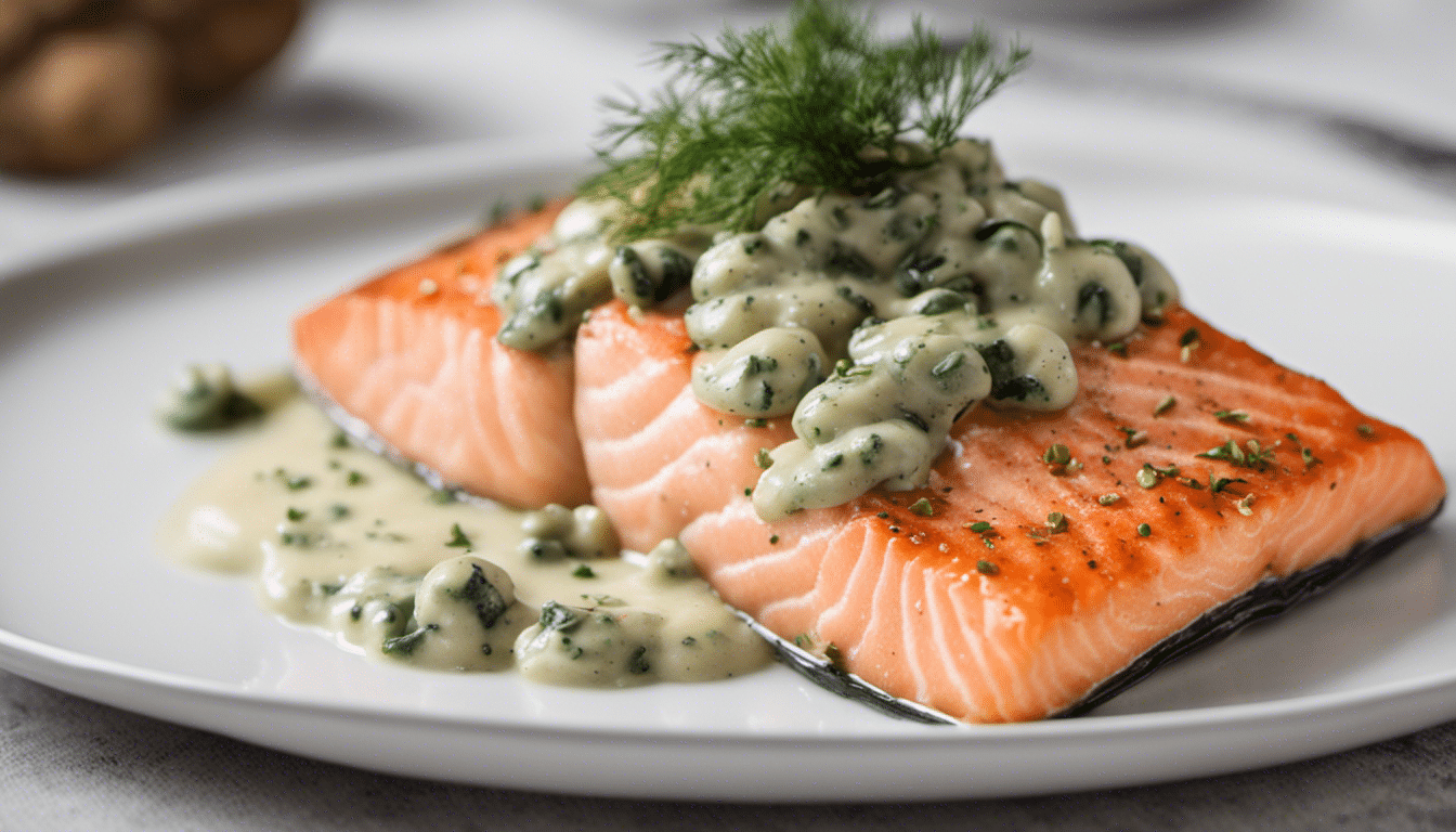 Salmon with caper and dill sauce