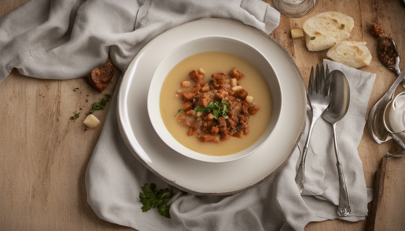 Salsify Soup with Crumbled Chorizo