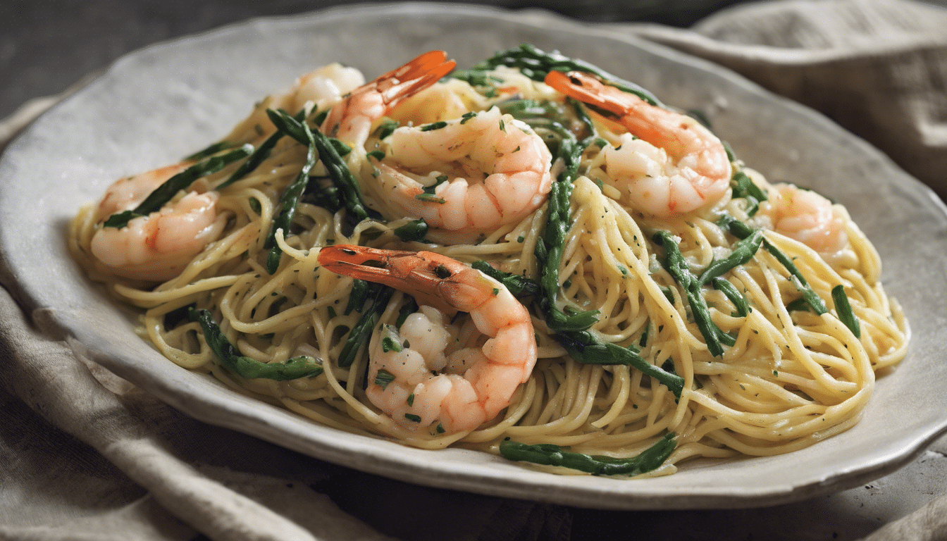 Samphire and Shrimp Spaghetti