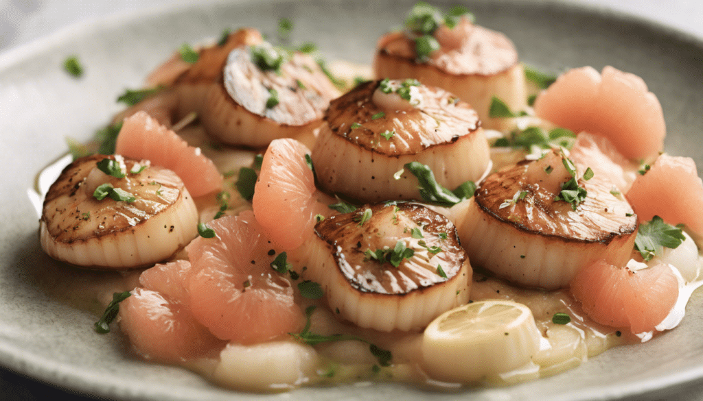 Sauteed Scallops with Grapefruit and Garlic