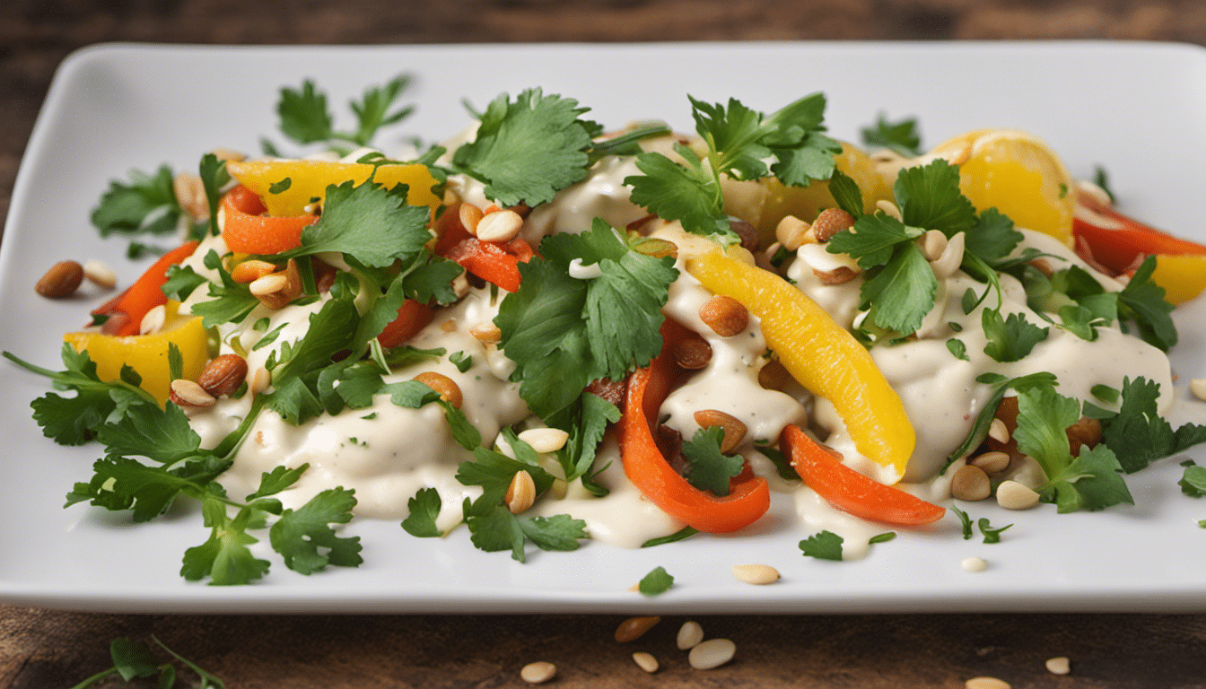 Sautéed Vegetables with Almond Cream and Candied Lemon, Sprinkled with Fresh Cilantro