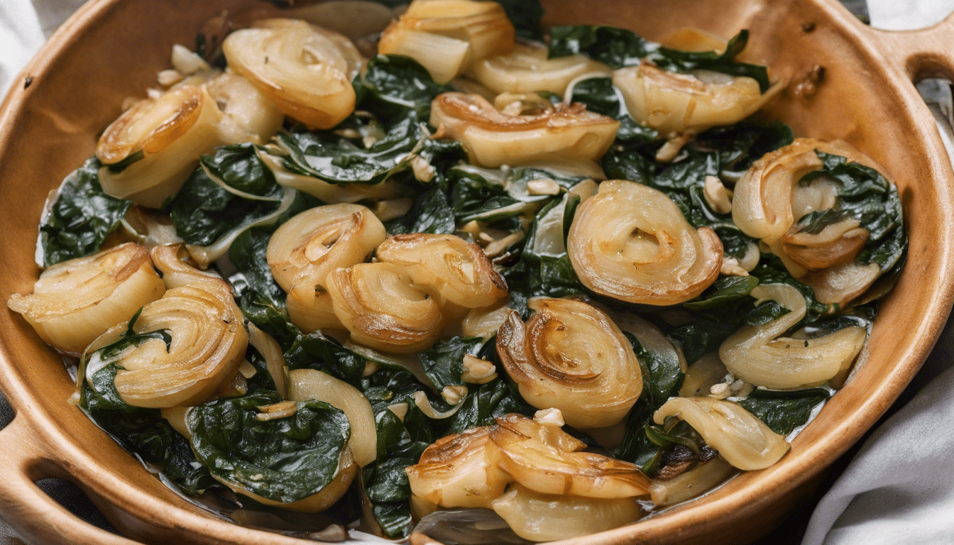 A delicious dish of Sautéed Yautia Horquetas with Spinach and Onions