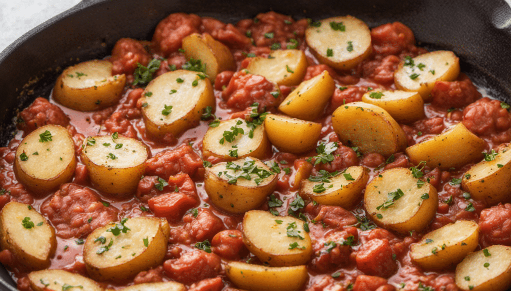Skillet Potatoes in Tomato Sauce