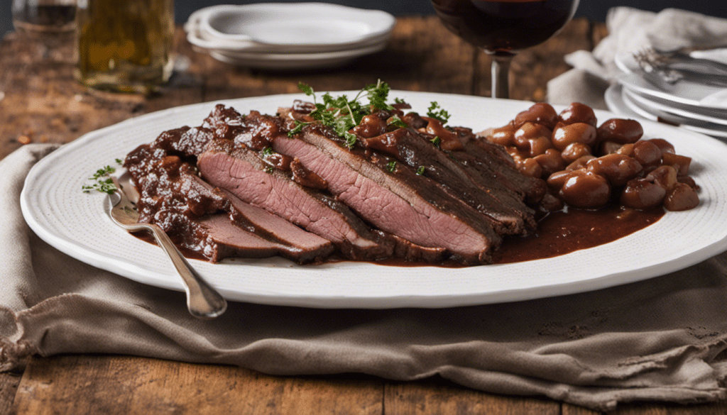 Slow-Cooked Beef Brisket with Red Wine Gravy
