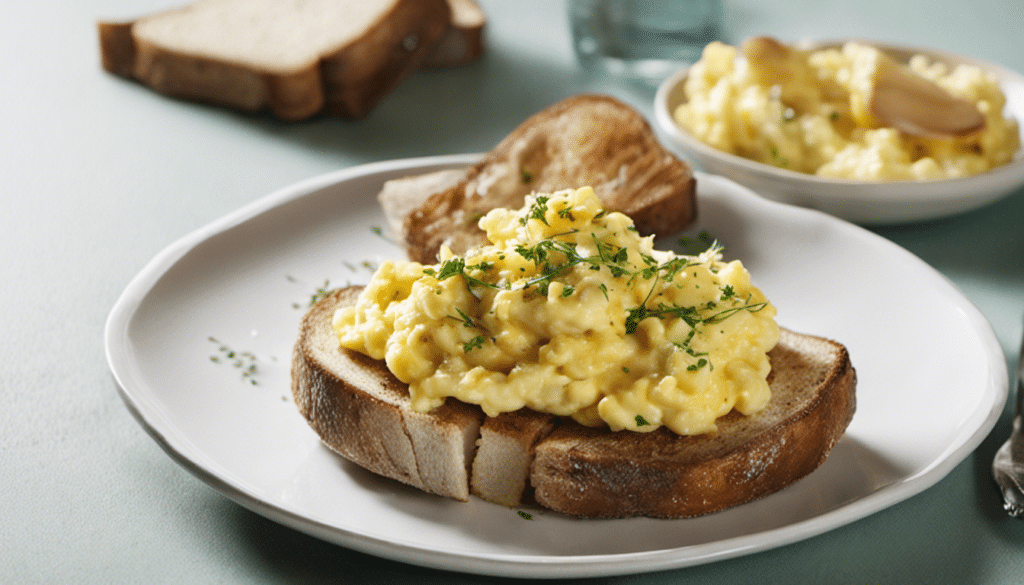 Smoked Eel on Scrambled Eggs and Toasted Bread