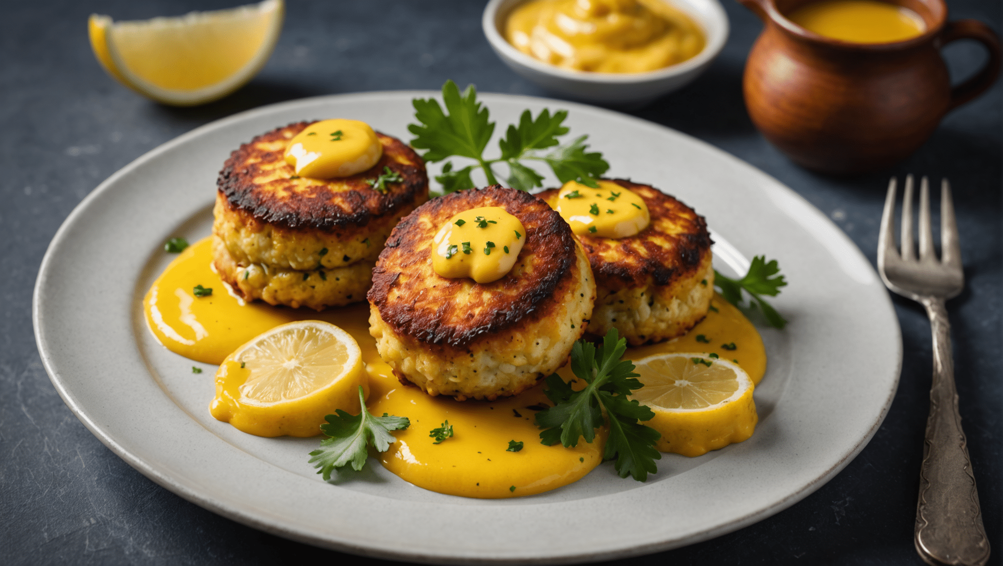 Smoked Kahawai Fish Cakes with Lemon Saffron Sauce