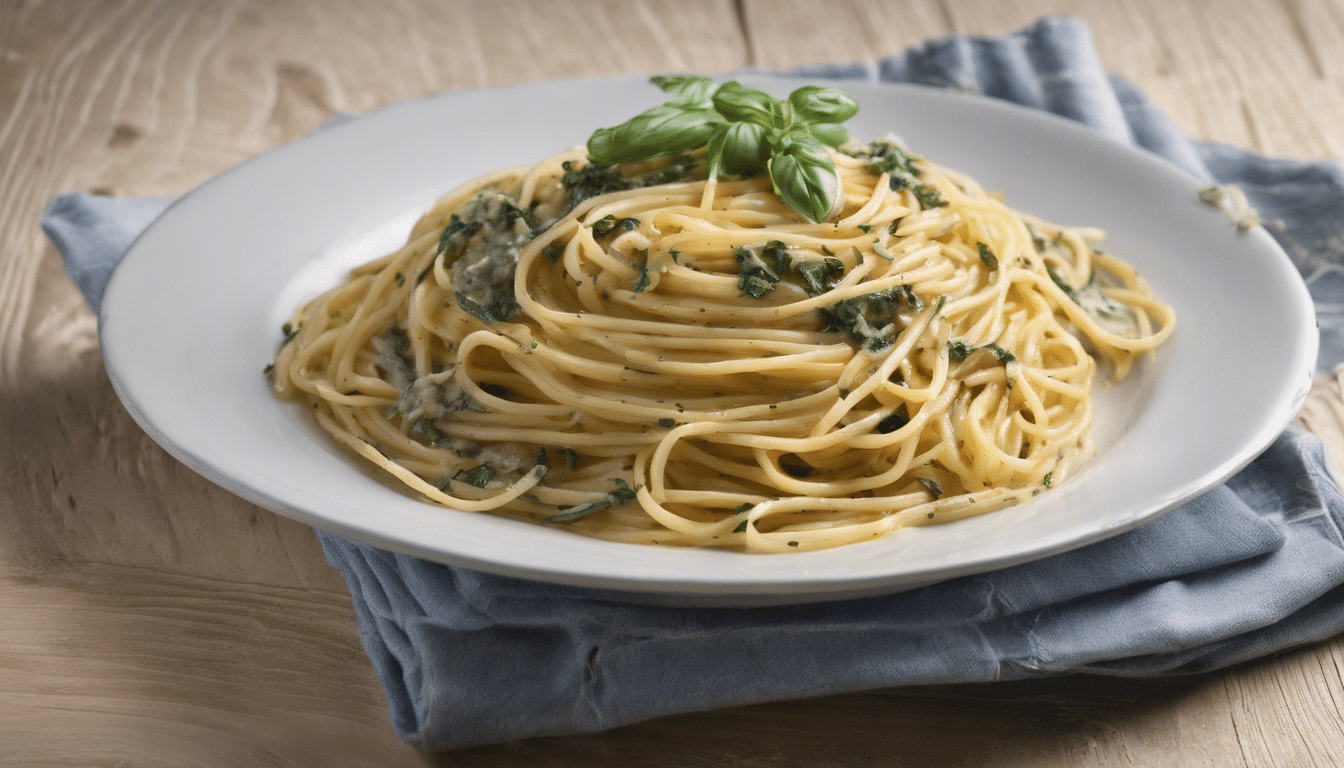 Spaghetti with Blue Fenugreek and Garlic