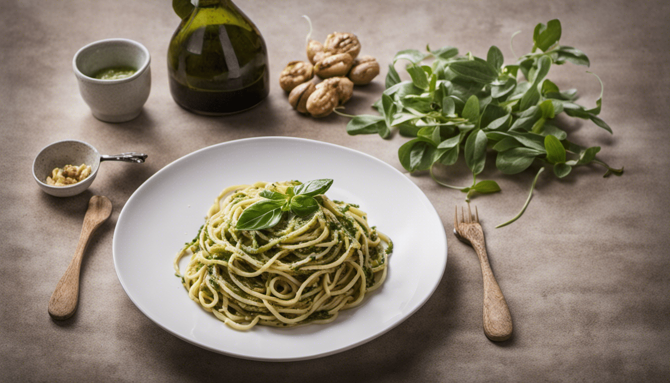 Spaghetti with Sage and Walnut Pesto