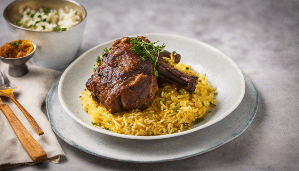 Spiced Lamb Shank with Saffron Rice