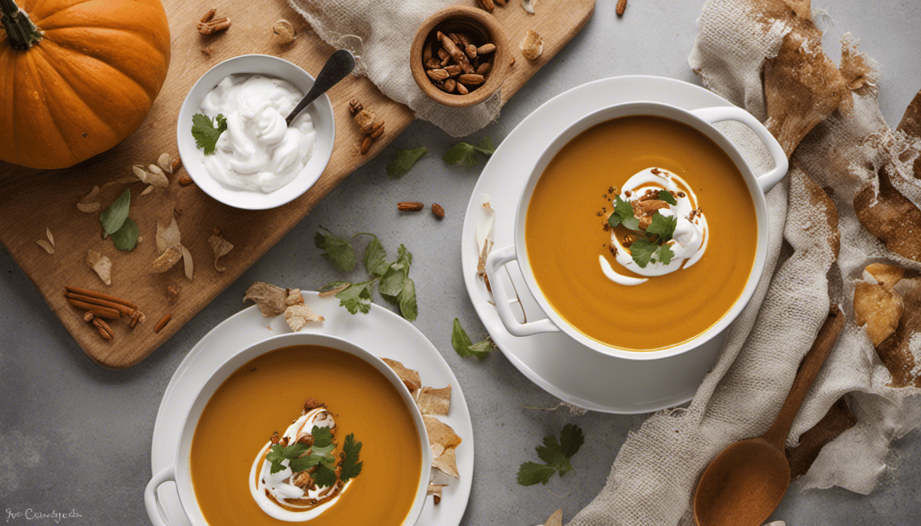 Spiced pumpkin soup with coconut cream