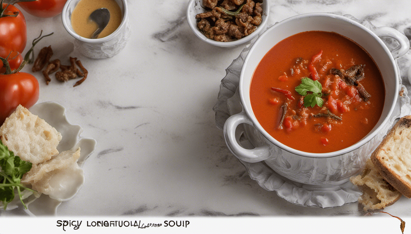 Spicy alligator pepper tomato soup in a bowl