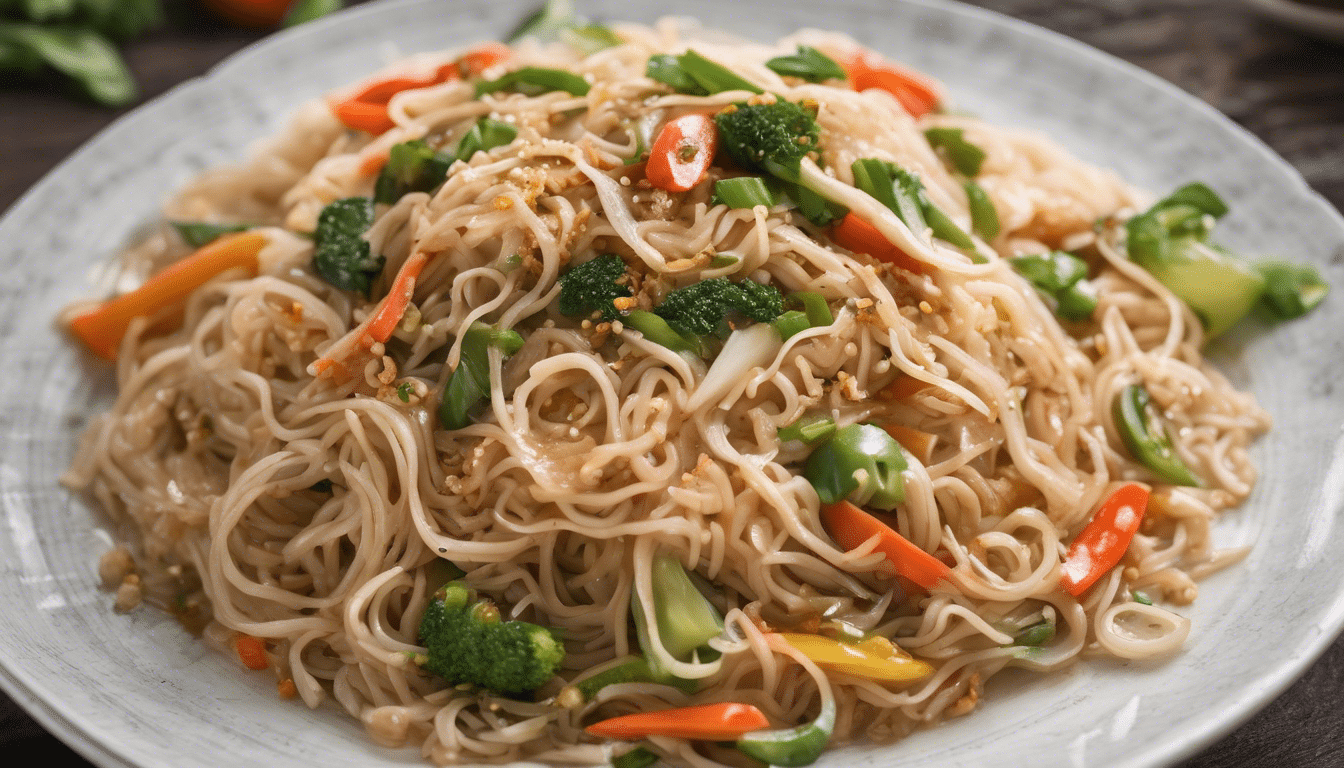 Spicy Garlic Rice Noodles with Vegetables