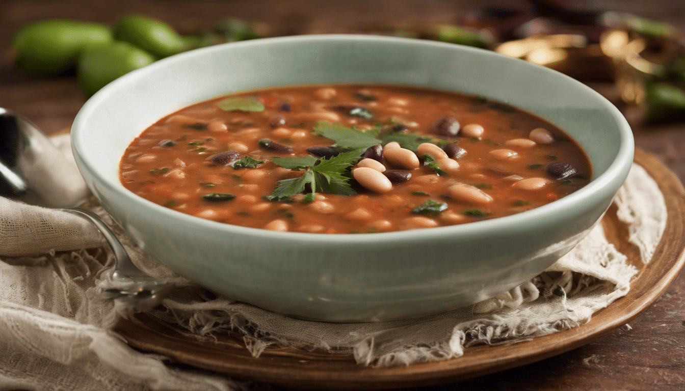 Spicy Mexican Bean Soup with Bay Leaves