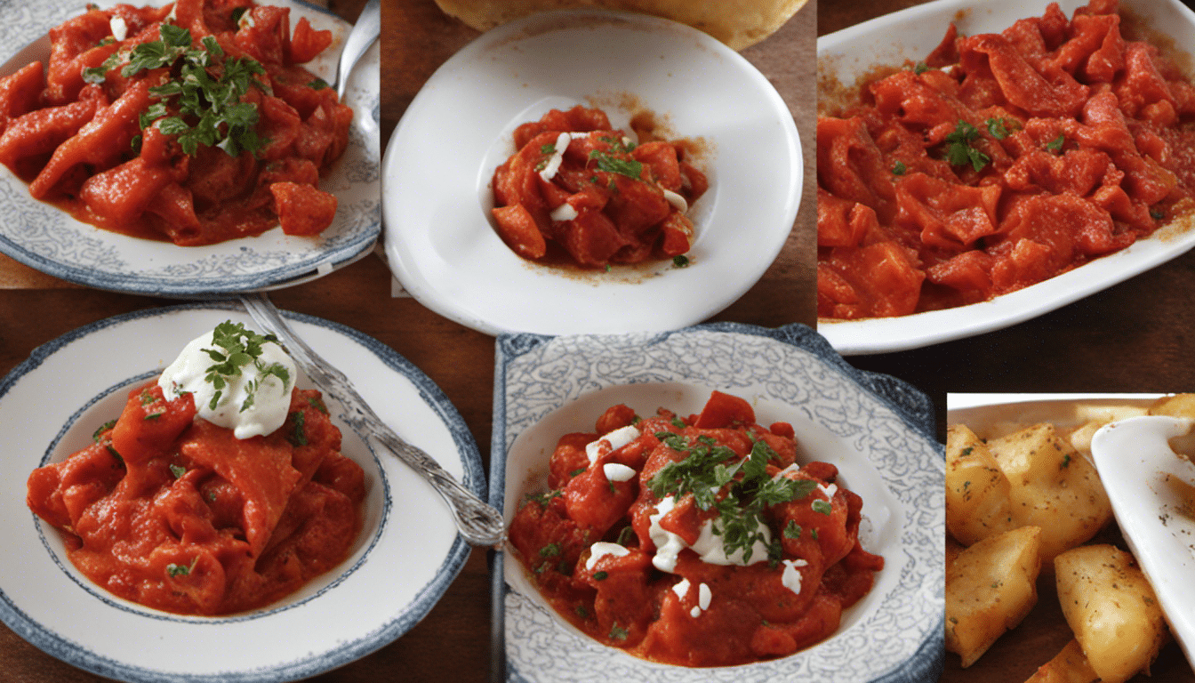 Spicy Roasted Piquillo Pepper and Tomato Sauce over Patatas Bravas