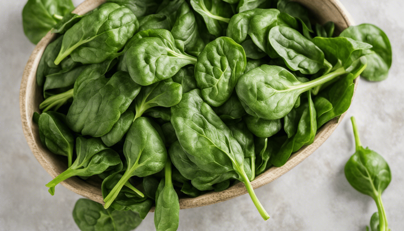 Fresh spinach leaves on wooden surface