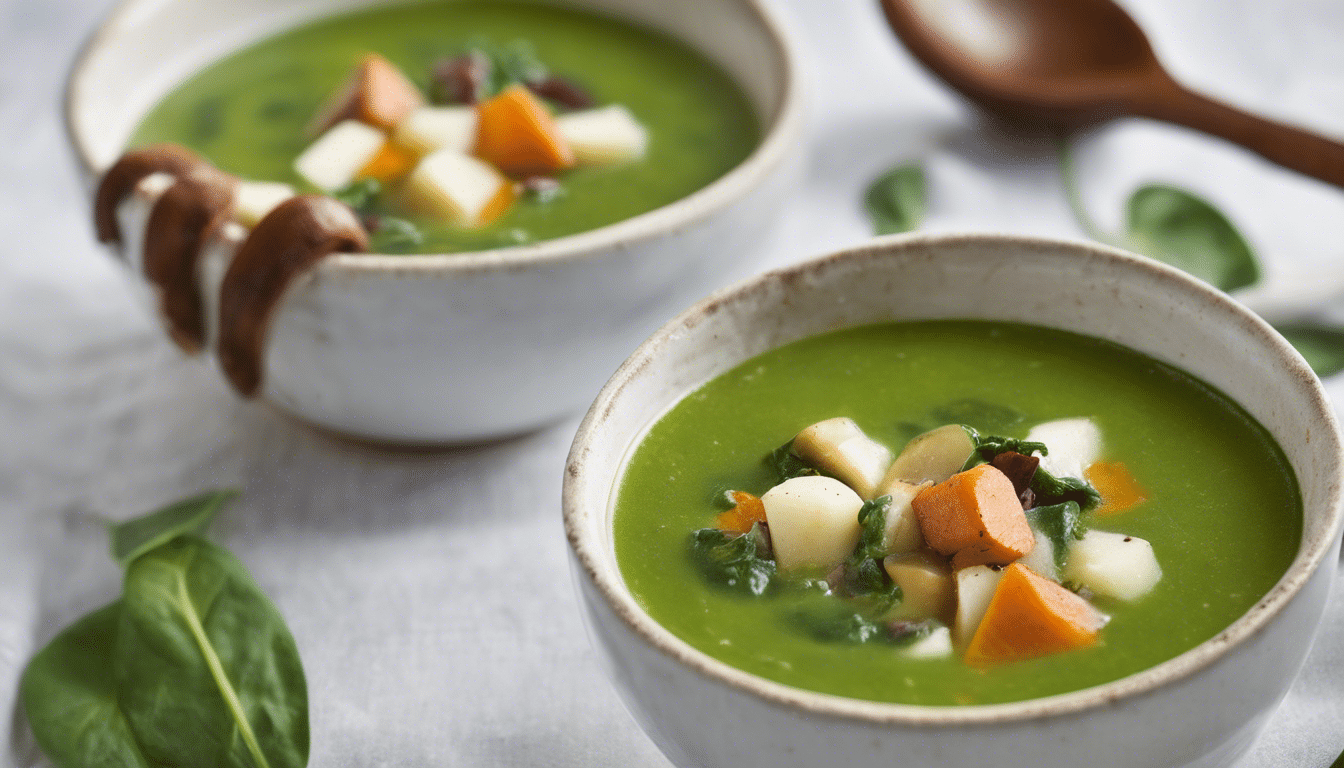 Spinach Soup with Root Vegetables and Quorn