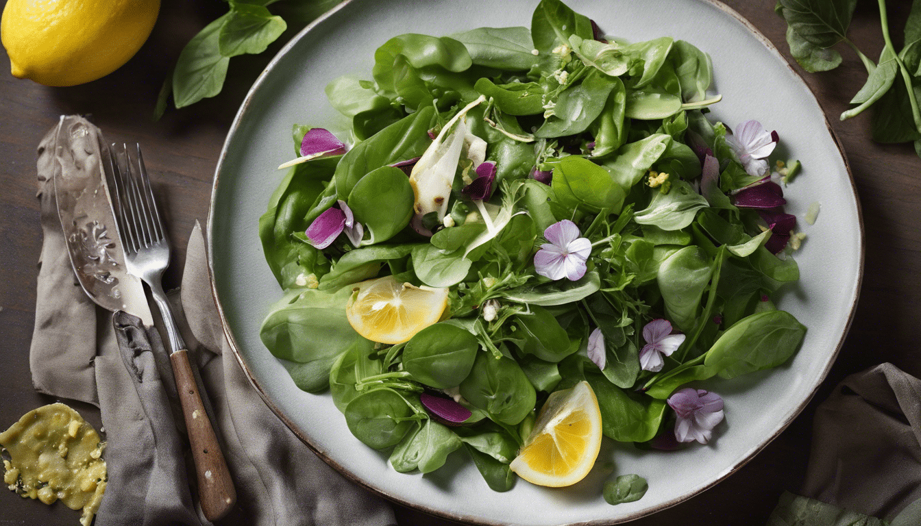 Spring Greens Salad with Cicely and Lemon Vinaigrette