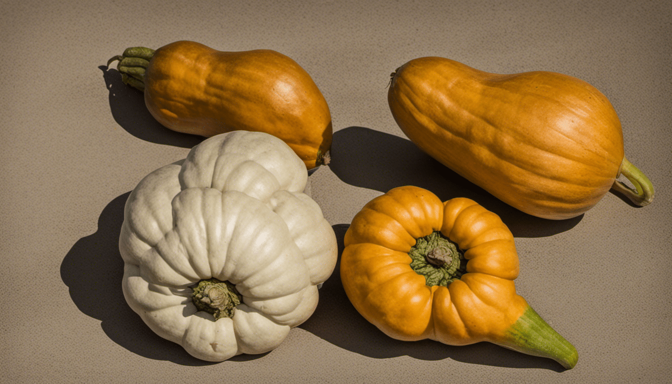 Colorful display of various squashes