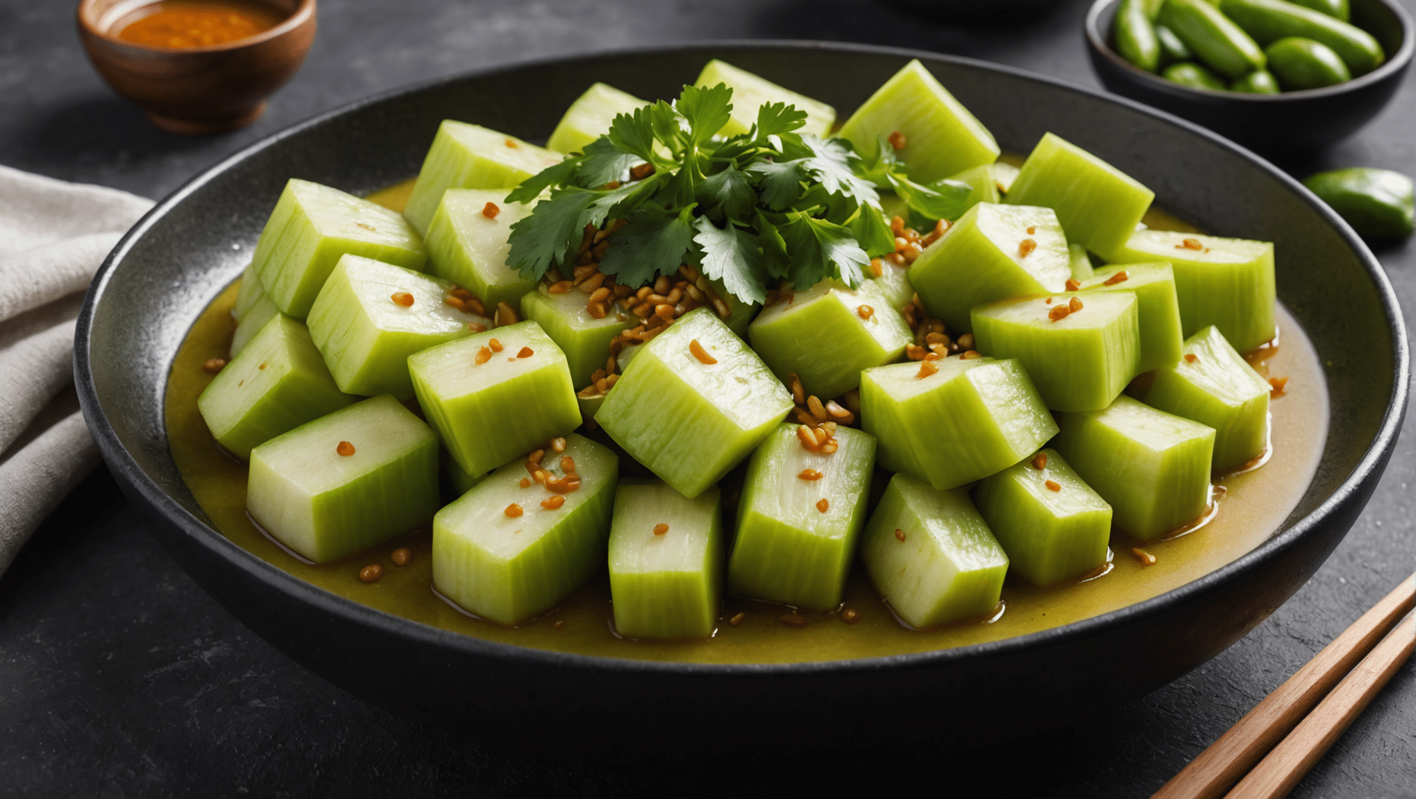 Steamed Chayote with Garlic Sauce