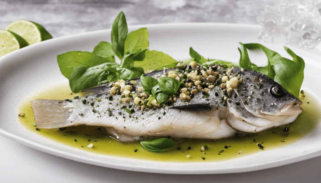Steamed Sea Bass with Lime, Basil and Basil Seeds