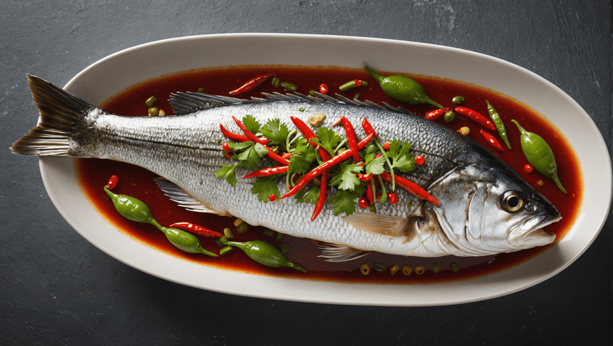 Steamed Sea Bass with Spicy Chili Paste