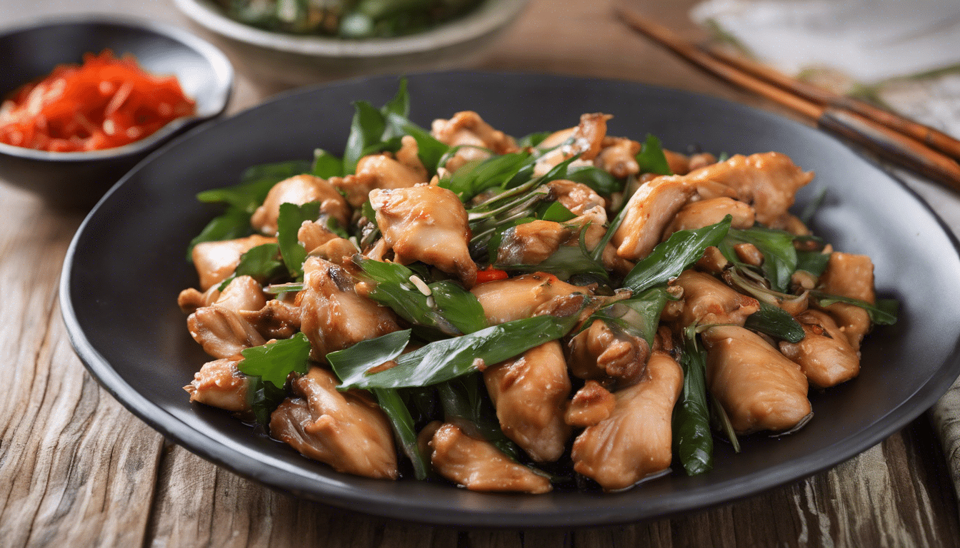 Delicious Stir-Fried Chicken with Caraway Leaves