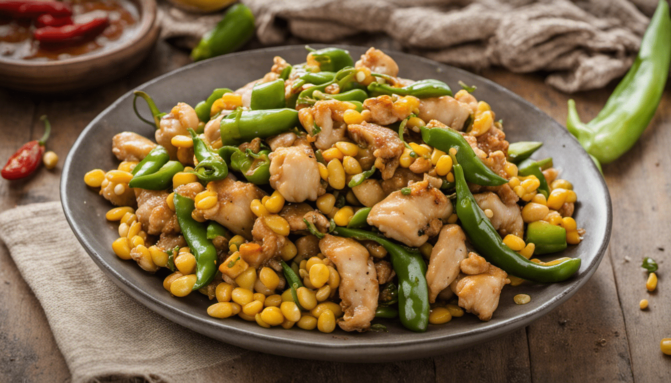 Stir Fried Chicken with Green Chilies and Corn