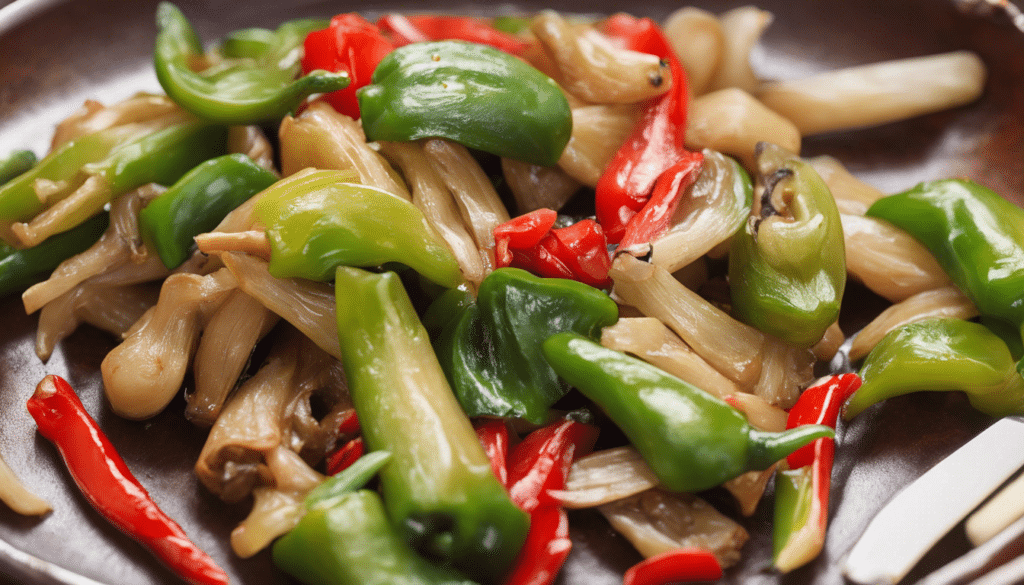 Stir Fried Tree Onion with Bell Peppers
