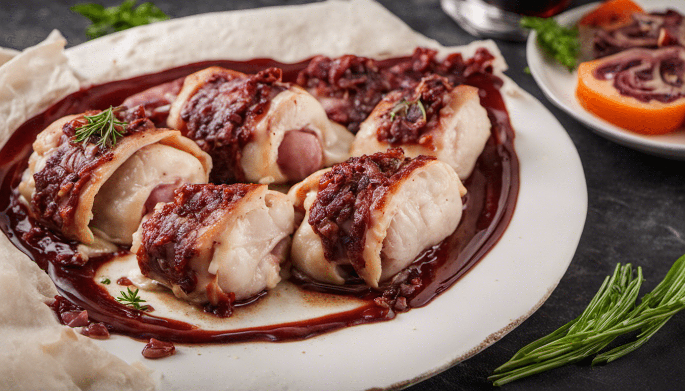 Stuffed Chicken Rolls with Speck and Mozzarella in Red Wine