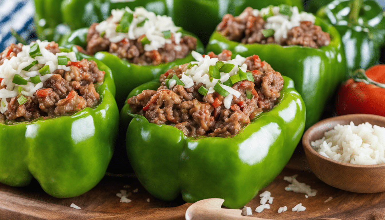 Stuffed Green Peppers with Ground Beef and Rice