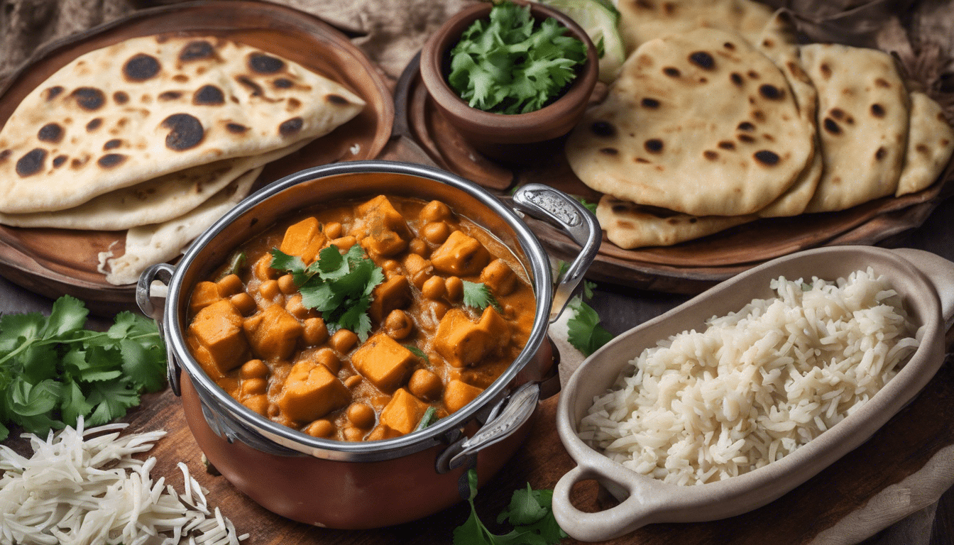 Sweet Potato and Chickpea Curry with Basmati Rice and Naan Bread