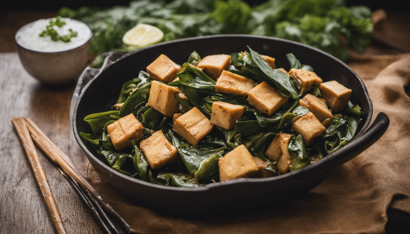 Taro Leaves Stir Fry with Tofu