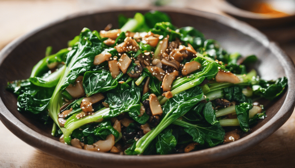 Tatsoi Stir Fry with Garlic and Ginger
