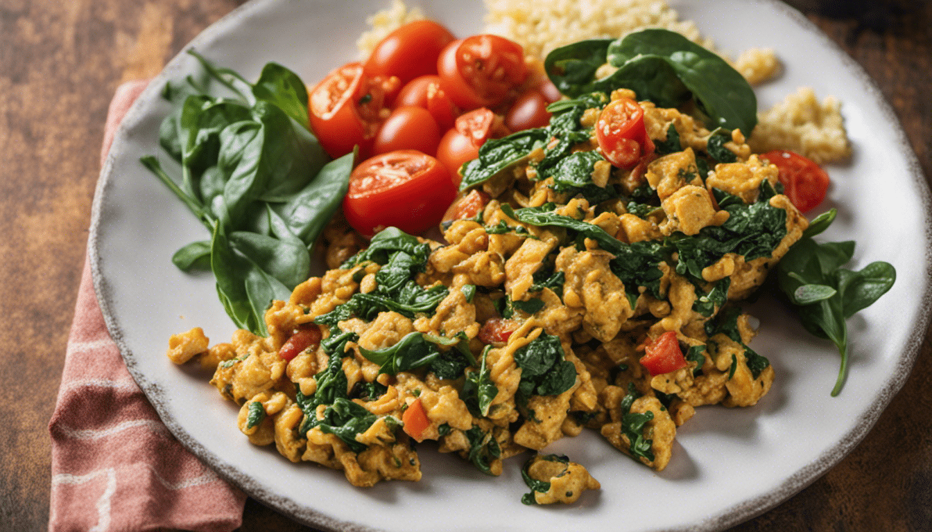 Tempeh Scramble with Spinach, Tomato and Curry Spices