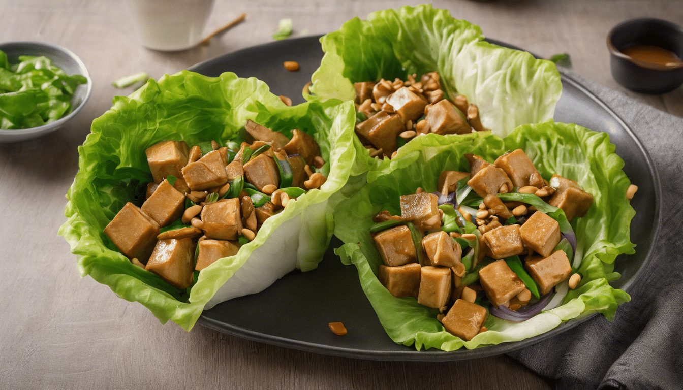 Tofu and Vegetable Lettuce Wraps with Peanut Sauce