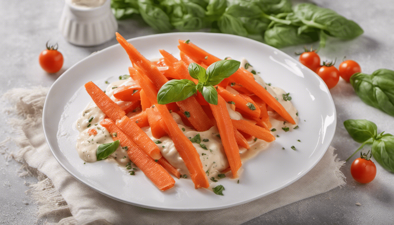 Tomato and Basil Cream with Carrot Sticks