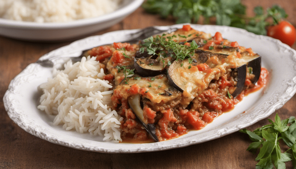 Tomato and Eggplant Casserole with Herbed Rice