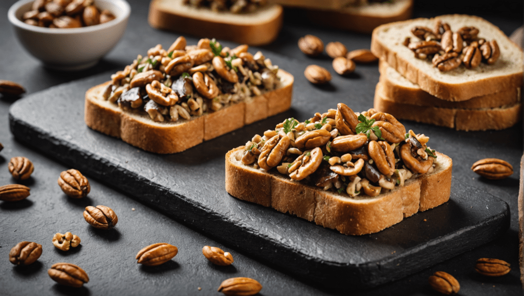 Tostas de paté de champiñones y nueces