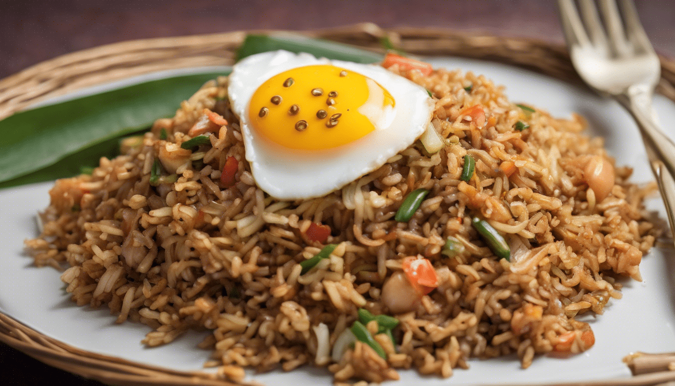 image of Traditional Indonesian Nasi Goreng with Bay Leaf