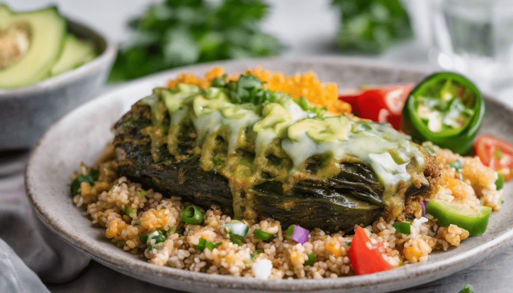 Vegan Chile Relleno Quinoa Bowl
