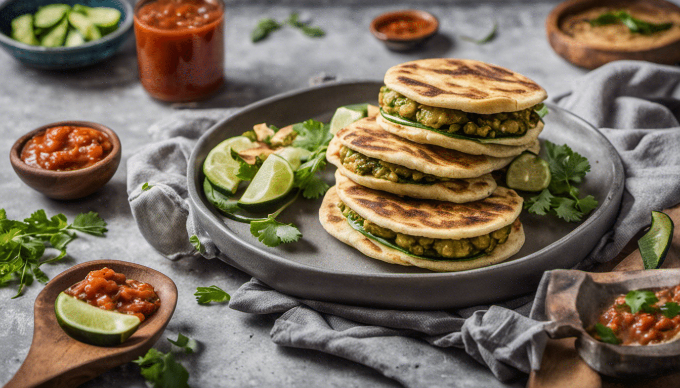 Vegan Gorditas with Zucchini and Beans with Serrano Chili Sauce