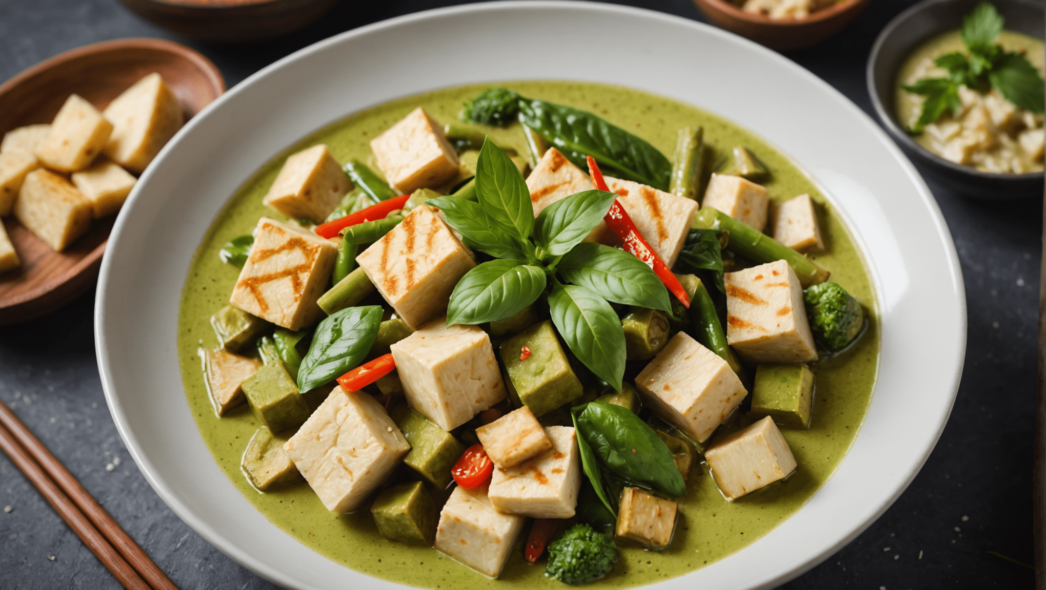 Vegan Green Curry with Tofu and Bamboo Shoots