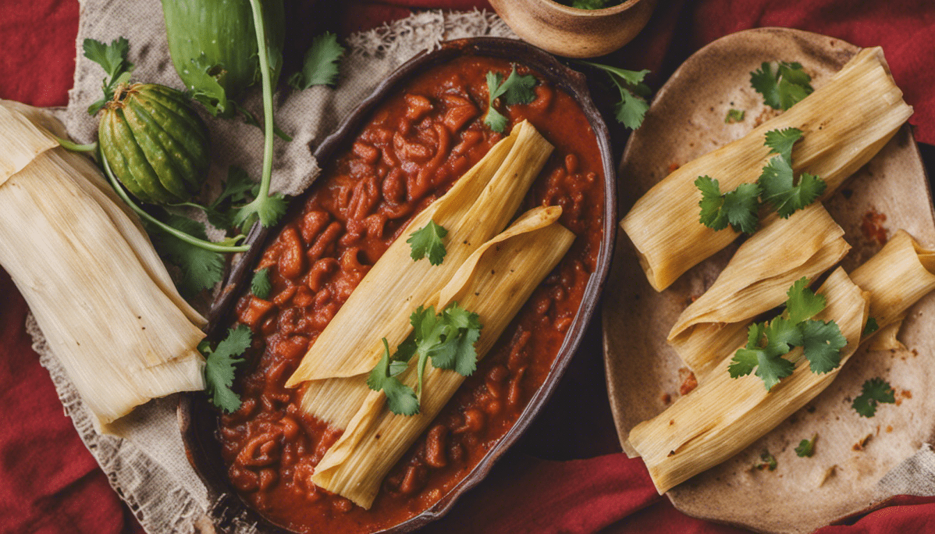 Vegan Mushroom and Cactus Tamales in Red Sauce Picture