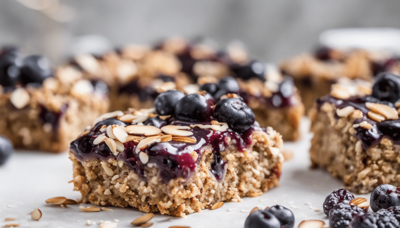 Vegan Oatmeal Bars with Saskatoon Berries, Almond Glaze and Toasted Coconut