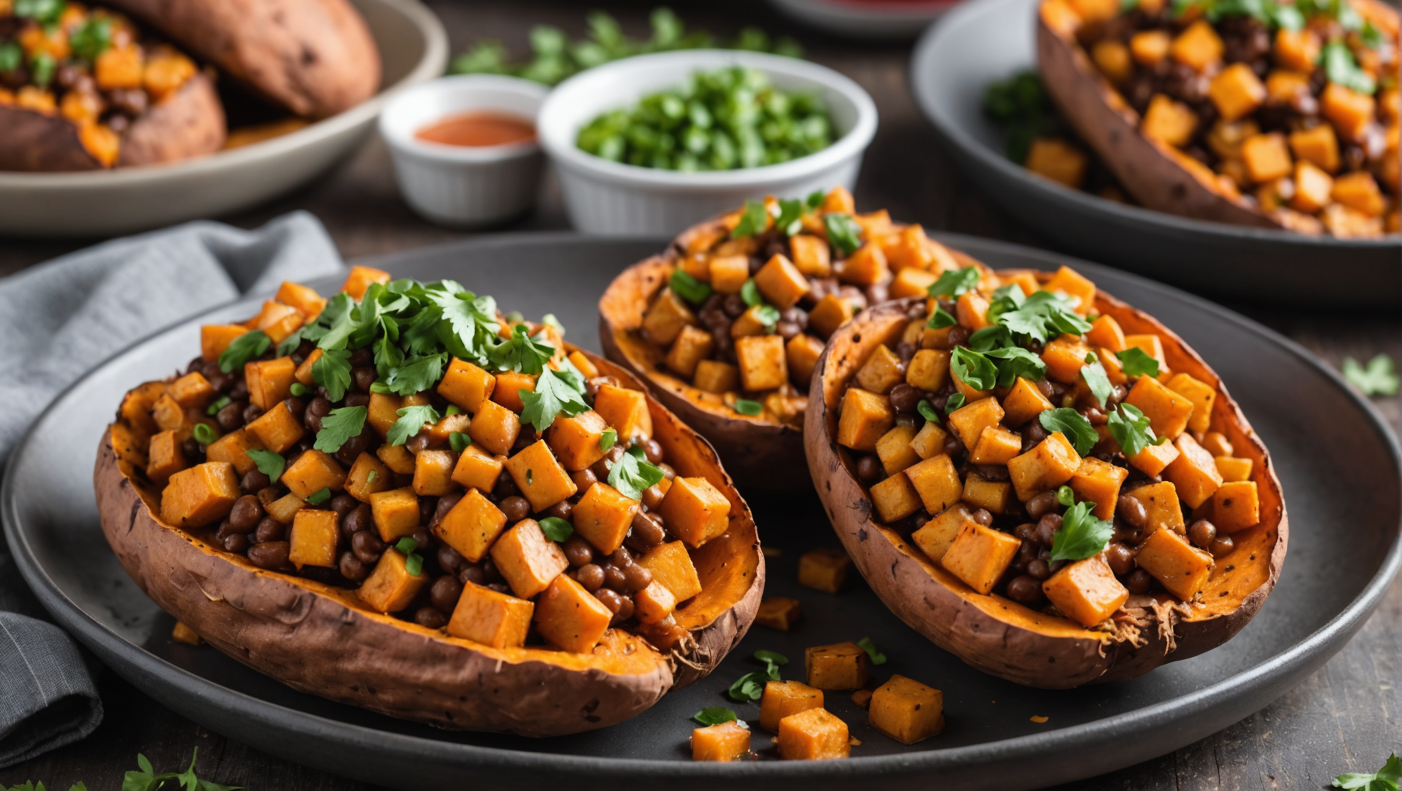 Vegan Poutine-Stuffed Sweet Potatoes