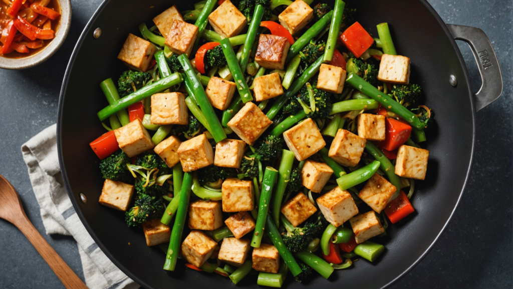 Vegan Stir fry with Welsh Onions and Tofu