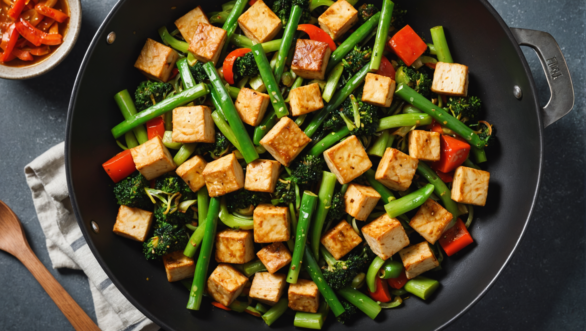 Vegan Stir-fry with Welsh Onions and Tofu
