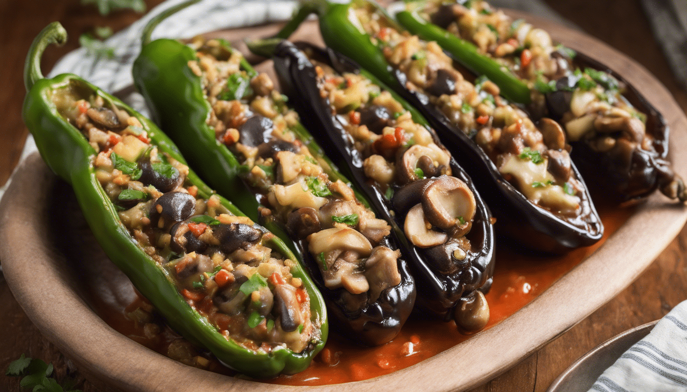 Stuffed Chiles with Garlic Mushrooms